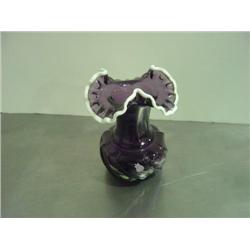 FENTON PURPLE HAND PAINTED VASE