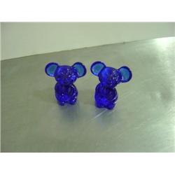 FENTON LOT OF 2 COBALT BLUE MICE FIGURINES