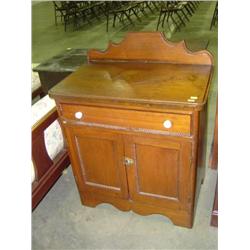 WALNUT WASH STAND; SOME BEADING MISSING AROUND DRAWER