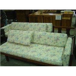 3-PIECE SECTIONAL SOFA; WALNUT FRAMED WITH NAGHIDE CUSHIONS