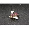 Image 1 : WINGED INSECT(BEE OR FLY?) BROOCH 12 DIAMONDS; 18K GOLD; LOTS OF RUBIES; 11G