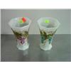 Image 1 : LOT OF 2 MILK GLASS PAINTED GRAPE VASES
