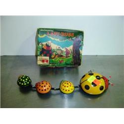 MECHANICAL JAPAN MADE LADY BUGS; TOP PART OF BOX ONLY-ROUGH