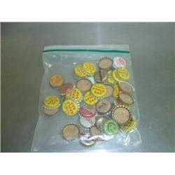 BAG OF MISC. BOTTLE CAPS, MANY CENTURY APPLE SAP