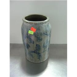 CROCK WITH BLUE GLAZING; SOME HAIRLINES