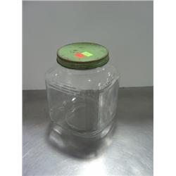 GLASS STORE JAR WITH GREEN LID