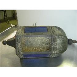 HANGING CEILING LIGHT FIXTURE WITH COLORED GLASS PANELS