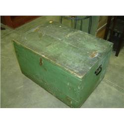 PINE WOODEN TRUNK PAINTED GREEN