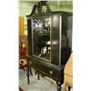 Image 1 : FLAT WALL CHINA CUPBOARD PAINTED BLACK WITH GOLD TRIM; NEEDS SHELVES