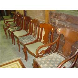 SET OF 6 DINING TABLE CHAIRS; SEATS NEED TO BE REDONE; 2 ARE CAPTAIN