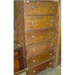 6-DRAWER TALL CHEST; NEEDS BACK; SHOWS WEAR