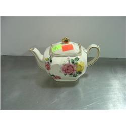 STAFFORDSHIRE ENGLAND TEA POT; PAINTED WITH ROSES