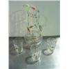 Image 1 : 4-PIECE ENAMEL PAINTED WATER SET; PITCHER AND 3 TUMBLERS