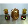 Image 1 : LOT OF 3; 2-AMBER MINI OIL LAMPS AND HOME INTERIOR CANDLE HOLDER