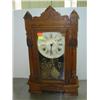 Image 1 : OAK CASE MANTLE CLOCK; NO KEY; PARTIAL LABEL WILLIAM L. GILBERT CLOCK CO