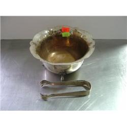 WILLIAM ROGERS SLIVER PLATED ICE BUCKET WITH TONGS