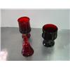 Image 1 : LOT OF 3 RUBY RED GLASS; BELL AND 2 GLASSES