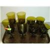 Image 1 : LOT OF 8 AMBER COLORED STEM GLASSES