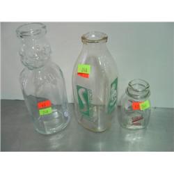 LOT OF 3 MILK BOTTLES; 2-QUARTS AND 1/2 PINT