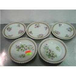 LOT OF 5 PAINTED SAUCERS; NOT MATCHED; SOME MARKED GERMANY