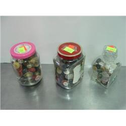 LOT OF 3; JARS OF BUTTONS