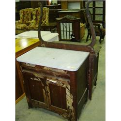 MARBLE TOP WASH STAND; CABINET ROUGH