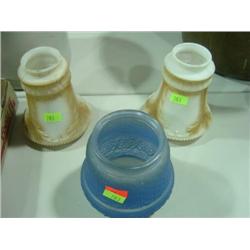 LOT OF 3 GLASS LIGHT SHADES, TWO MATCH