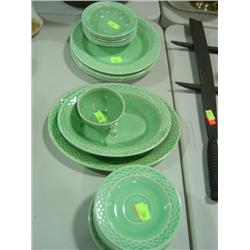 24-PIECES OF GREEN CHINA; NOT COMPLETE