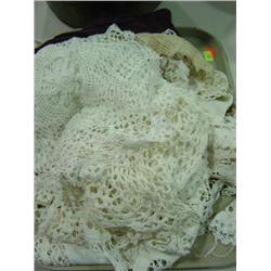 TRAY LOT OF CROCHET DOILIES