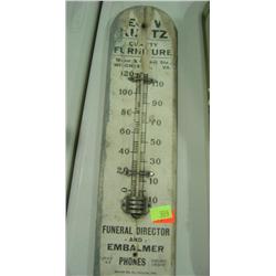 WOODEN THERMOMETER WINCHESTER-VA ADVERTISING-FURNITURE DEALER AND FUNERAL DIRECTOR; MISSING PAINT