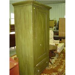 GREEN PAINTED SINGLE DOOR WARDROBE WITH STORAGE DRAWER