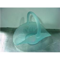 BLUE FROSTED GLASS HANDLED BASKET