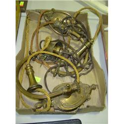 BOX OF ELECTRIC LIGHT BRACKETS AND PARTS