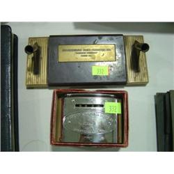 LOT OF 2; DESK TOP PEN HOLDER FROM CHAMBERSBURG DAIRY PRODUCTS AND 1942 COIN BANK FROM F&M TRUST CO.