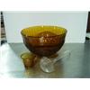 Image 1 : PUNCH BOWL; CUPS IN AMBER GLASS WITH PLASTIC LADLE; TIARA EXCLUSIVE