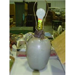 CROCK JUG MADE INTO LAMP WITH HANDLE