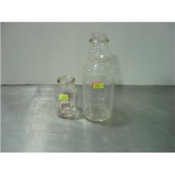 LOT OF 2 MILK BOTTLES; MILLSIDE FARMS QUART; THATCHERS 1/2 PINT, MARTINSBURG WV
