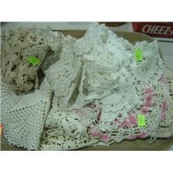 TRAY LOT OF CROCHET DOILIES
