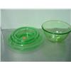 Image 1 : LOT OF 2 GREEN GLASS; TRAY AND BOWL