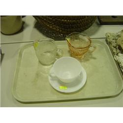 LOT OF 3; CREAMERS AND CUP & SAUCER