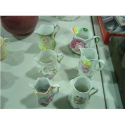 LOT OF 6 PAINTED CREAMERS; SOME GERMANY MARKED