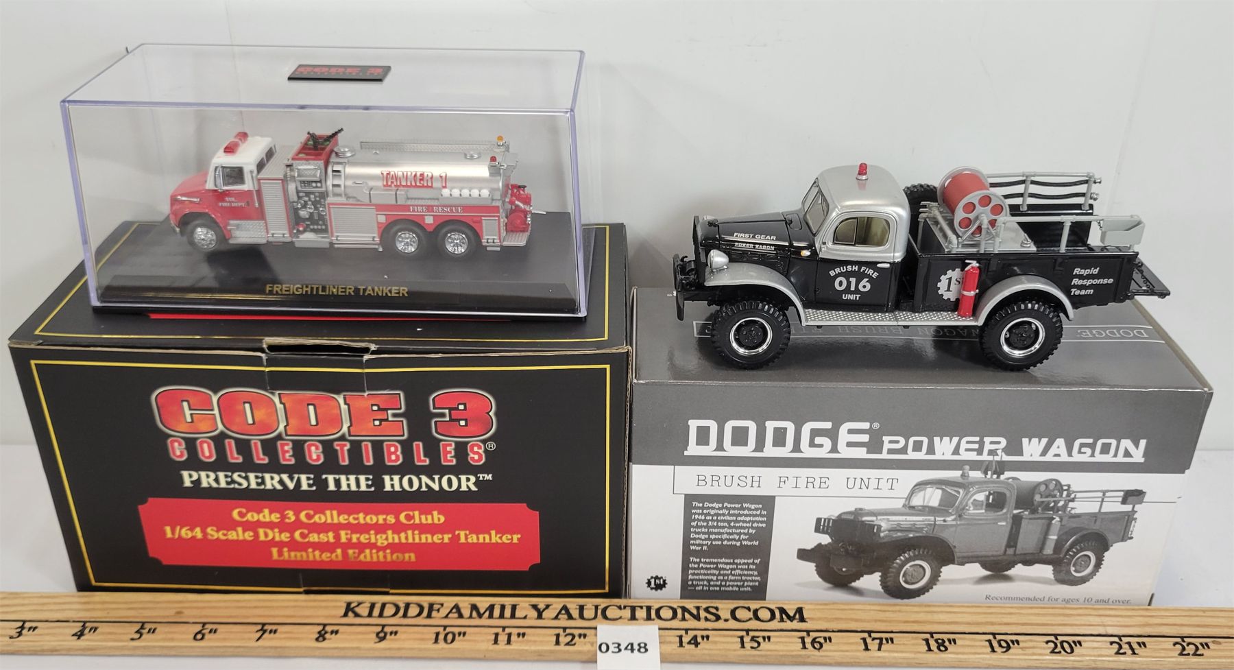 LOT OF 2 - DIE CAST MODELS - INCL FIRST GEAR BRUSH FIRE POWER WAGON ...
