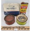 Image 1 : LOT OF 4 - MOTOR MASTER & AUTOBRITE POLISH TINS, JOHNSON & JOHNSON AUTO FIRST AID TIN, ETC. 