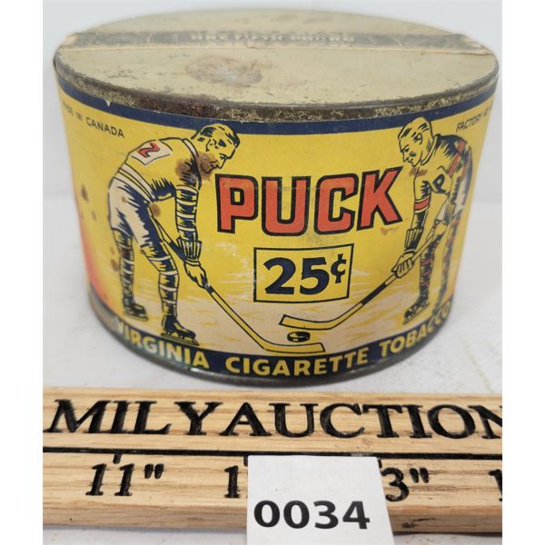 PUCK VIRGINIA CIGARETTE TOBACCO TIN