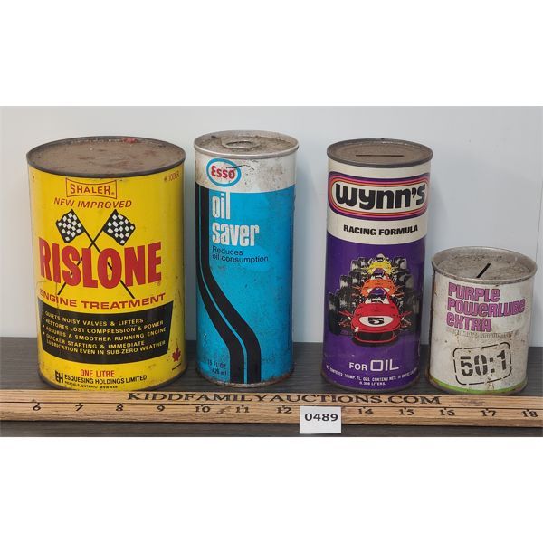LOT OF 4 - RISLONE 1L ENGINE TREATMENT - ESSO 15 OZ OIL SAVER - WYNNS RACING FORMULA ETC. 