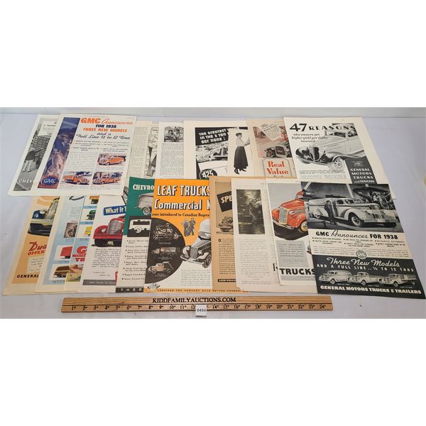 LOT OF 20 - GMC & CHEVROLET ADVERTISEMENTS - SEE ALL PICS
