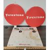 Image 1 : LOT OF 3 - CARDBOARD FIRESTONE TIRE INSERTS AND PRESSBOARD SNAP ON SERVICE DISPLAY