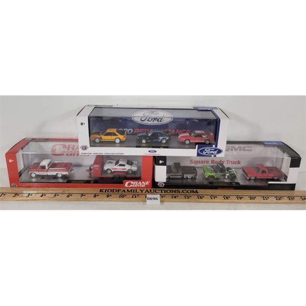 LOT OF 3 - M2 MACHINES FORD, GMC & CRANE CAMS DIECAST VEHICLES