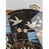 Image 4 : Beautiful Asian Black Fan with Mother of Pearl Inlay 12" x 13.5"