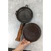 Image 4 : Set of 3 Cast Iron Pots & Pans with Wooden Handles